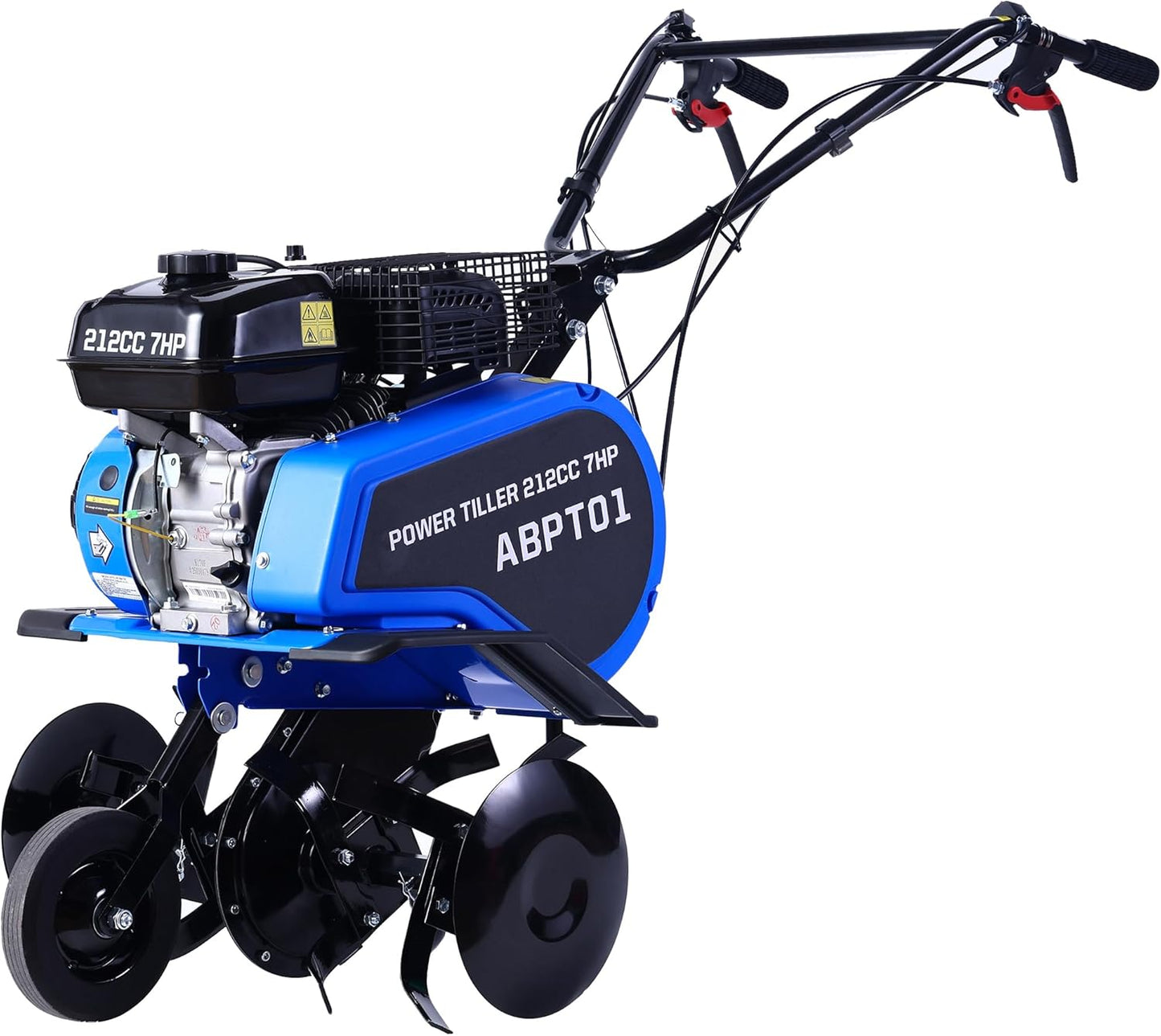 212CC 7HP Gas Tiller, 22" Adjustable Width, 4-Cycle Engine Cultivator with Instant Reverse, Heavy-Duty Steel Tines for Hard Soil, New Ground Breaking, Weed & Deep Cultivation (Blue)