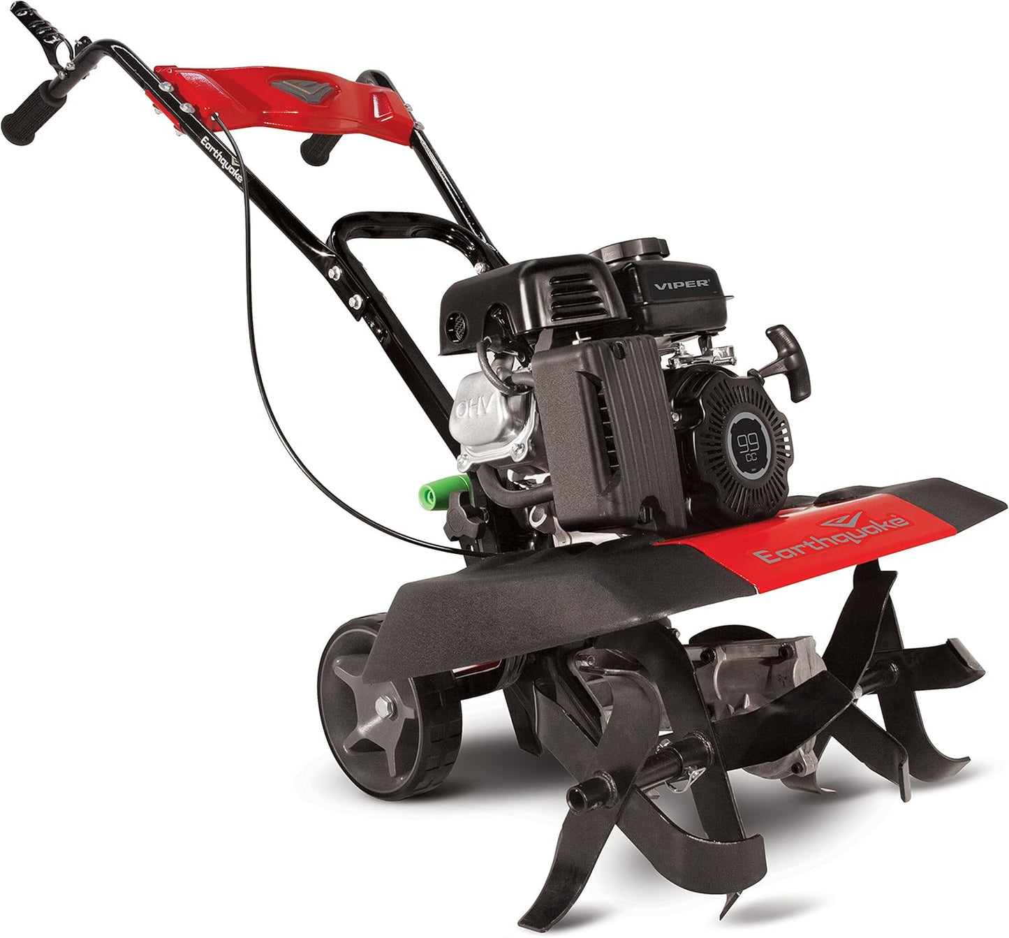 2-in-1 Tiller Cultivator with a 99cc 4-Cycle Viper Engine, 2-in-1 Front Tine Tiller and Cultivator, Removable Side Shields and Outer Tines